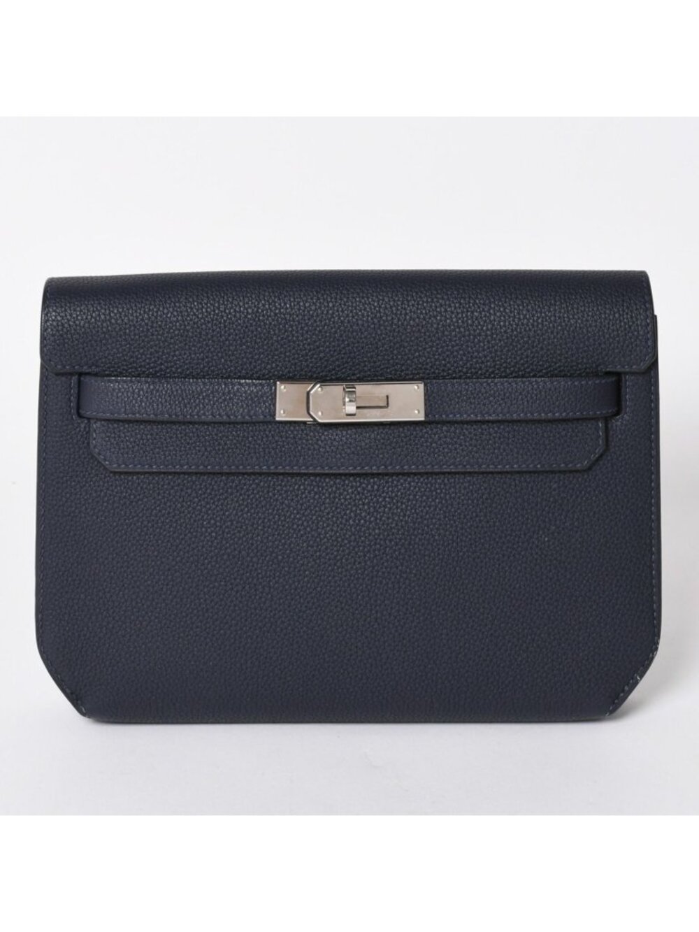 Hermes Clutch Kelly Depeches 25 Bleu Nuit Silver